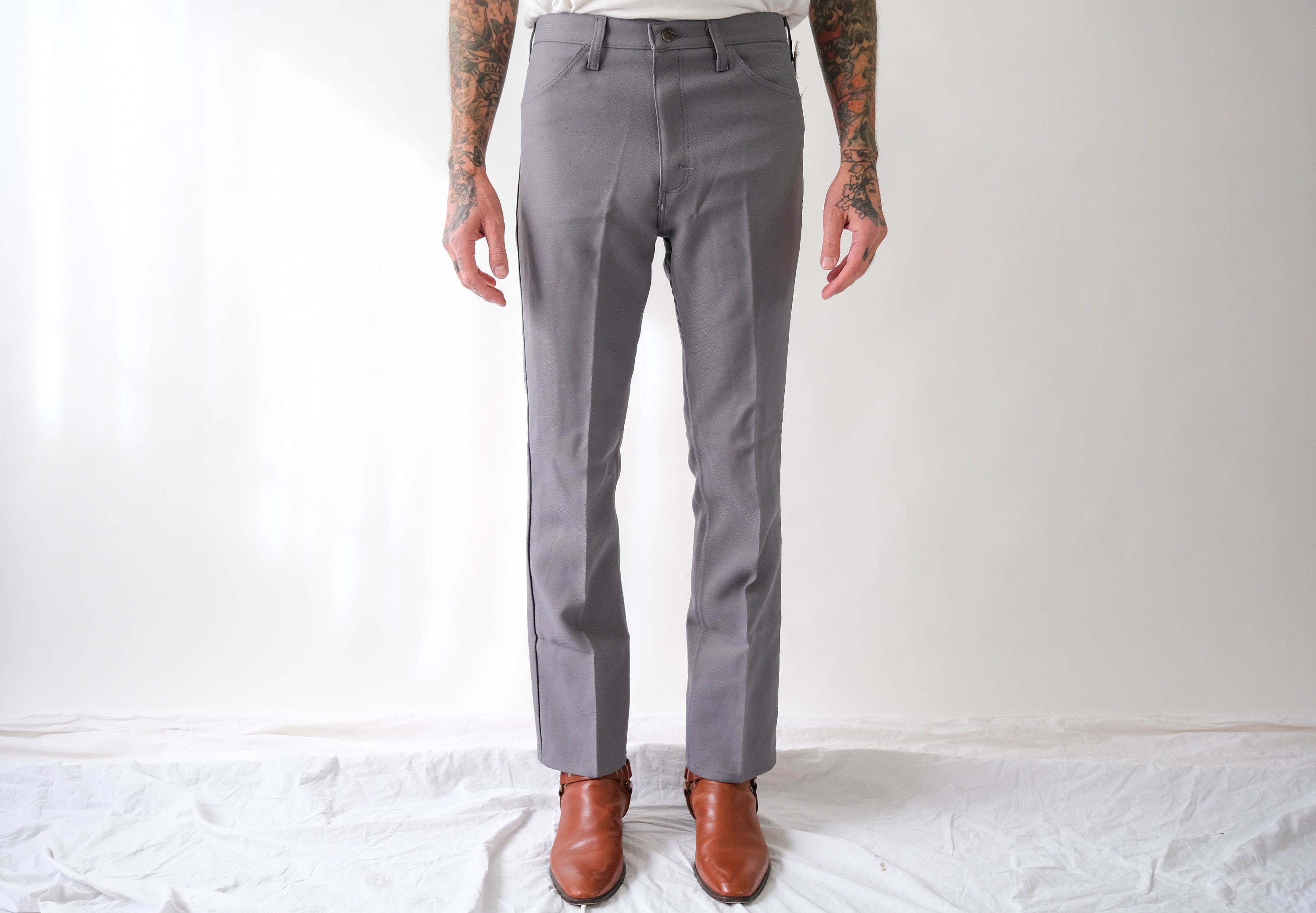 Vintage 70s Wrangler Gray Sta Prest Bootcut Pants Unworn W/ - Etsy