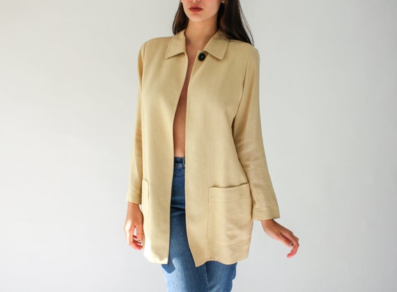 Vintage Dana Buchman Single Button Linen and Rayon Blazer Bohemian Dana  Buchman Designer Minimalist, Single Button Linen Cape Jacket -  Denmark