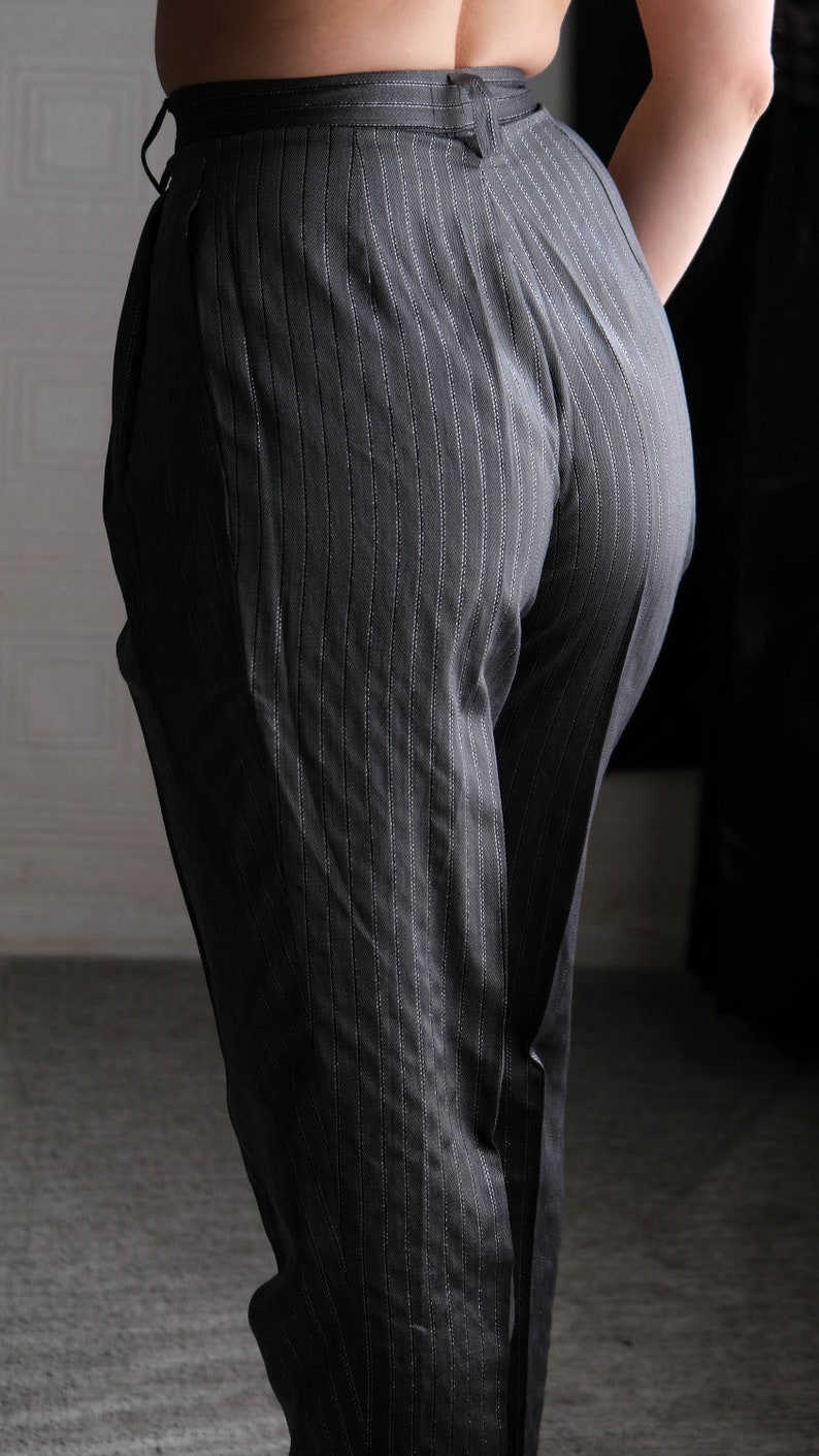 80s Krizia Trousers| Vintage High waisted blue pants| Statement Tailored Wool Pants| Minimalist Workwear Design main image 0