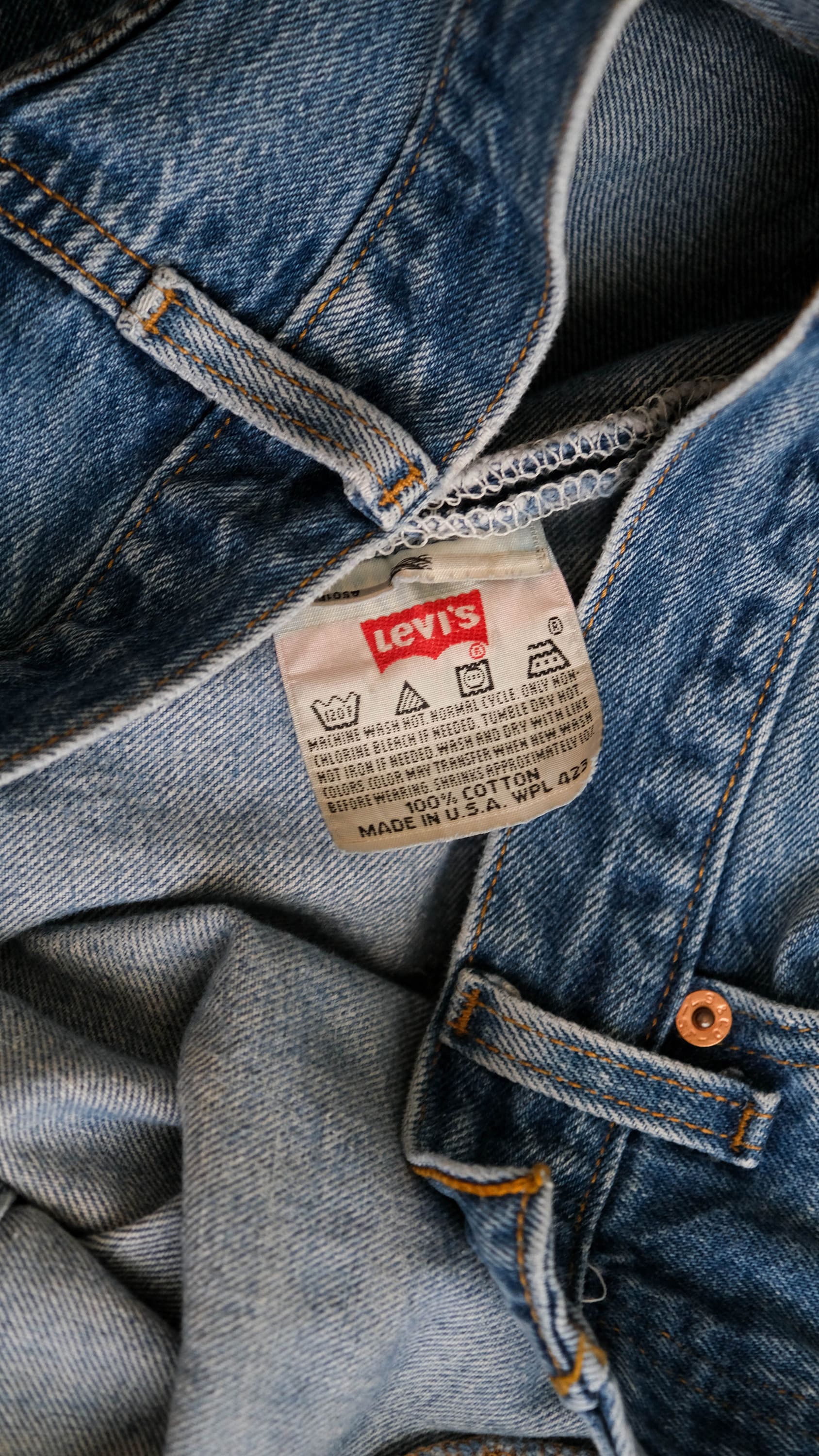 Vintage 90s LEVIS 501 Original Medium Whiskered Washed Button Fly