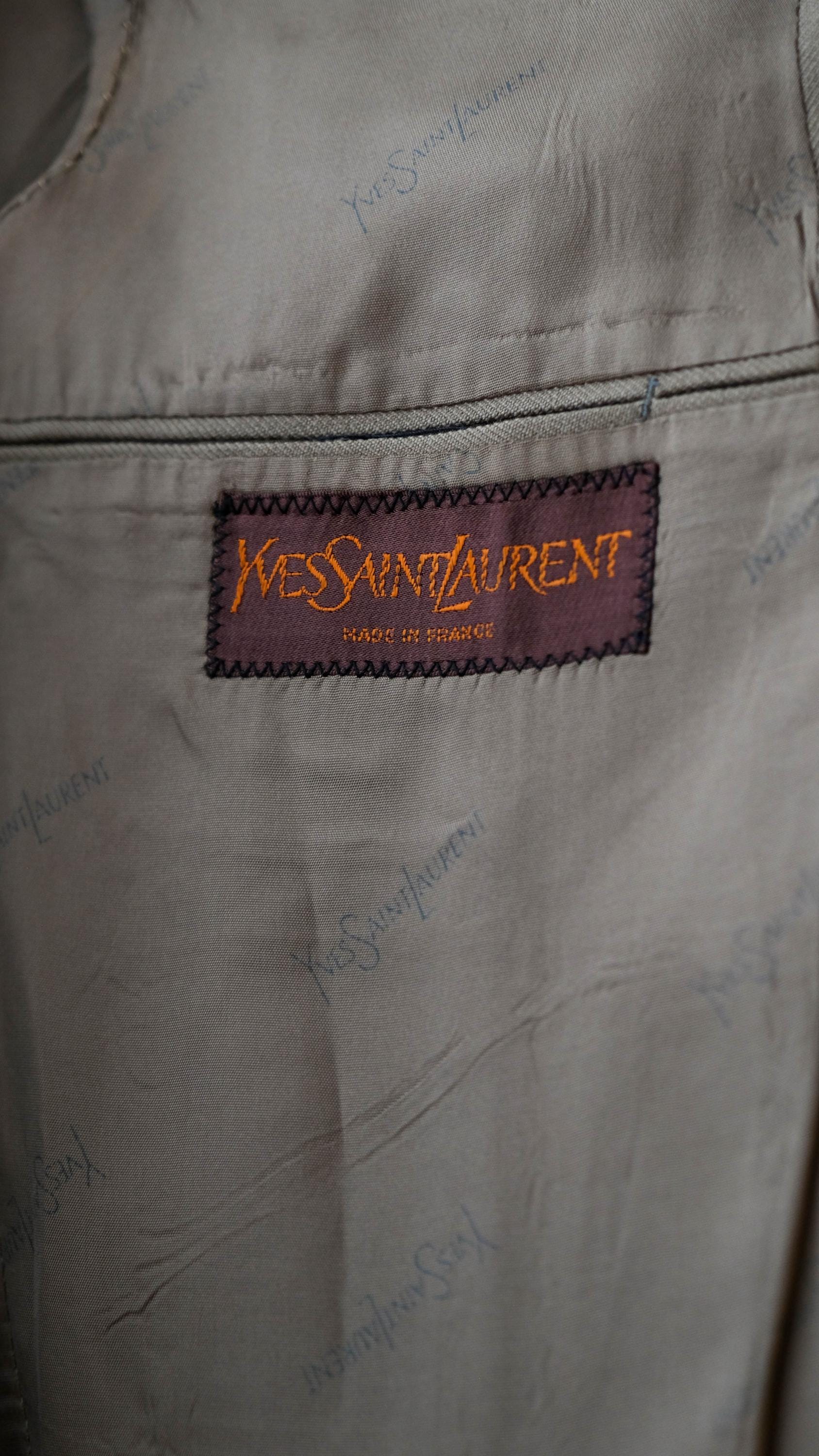 Vintage 70s Yves Saint Laurent Archival YSL Logo Button Camel Tan