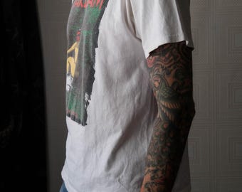 T-shirt Vintage Pearl Jam Drop In The Park 1992 - Taille XL, Blanc, Coton, État Très Bon
