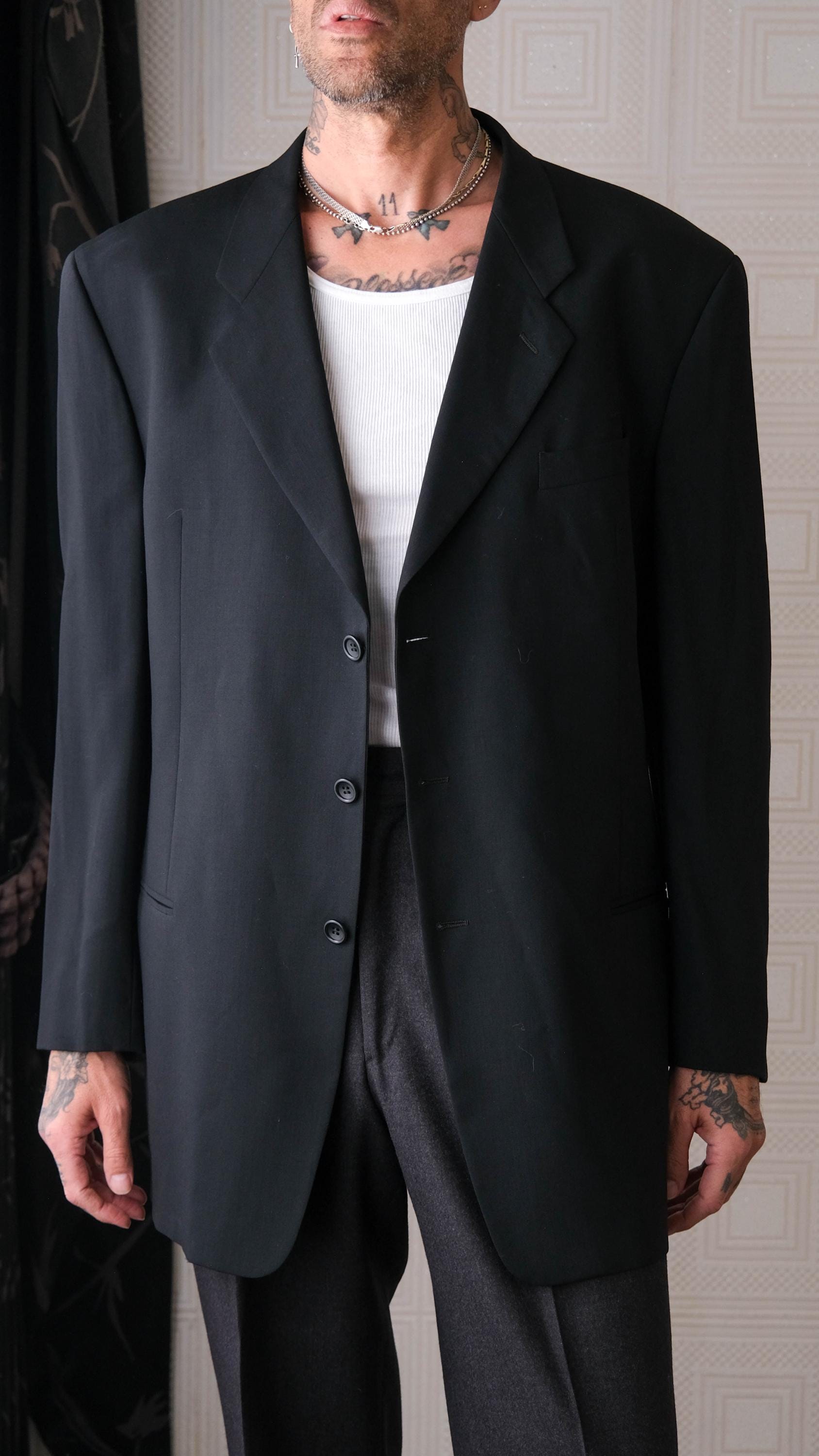 Vintage 90s GIORGIO ARMANI COLLEZIONI Black Crepe Gabardine