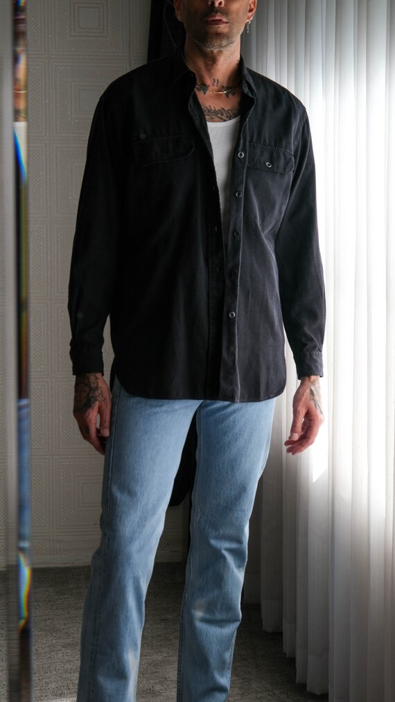 Vintage 90s POLO Ralph Lauren Black GI Shirt Silk Blend
