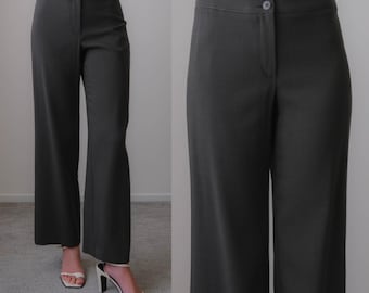 パンツ 00s ARMANI COLLEZIONI wide glossy slacks Vintage GIORGIO ARMANI COLLEZIONI Black & Gray Herringbone High