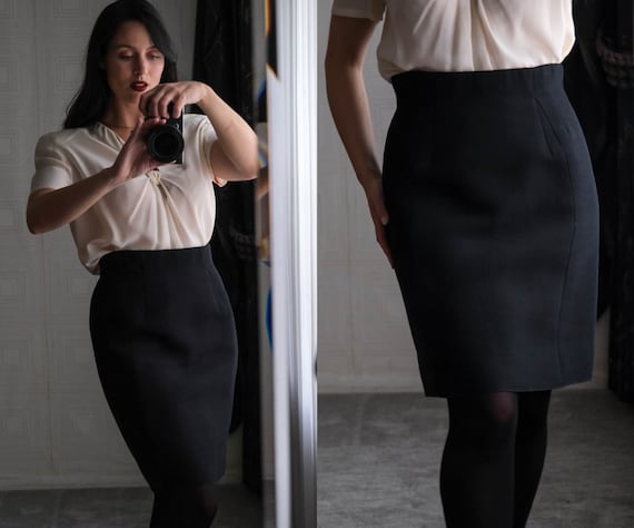Vintage Y2K Marc Jacobs Black Wool Gabardine Structured High