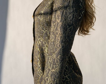 Vintage 80s Givenchy Gray & Metallic Gold Floral Brocade Vintage 80s Givenchy Gray & Metallic Gold Floral Brocade