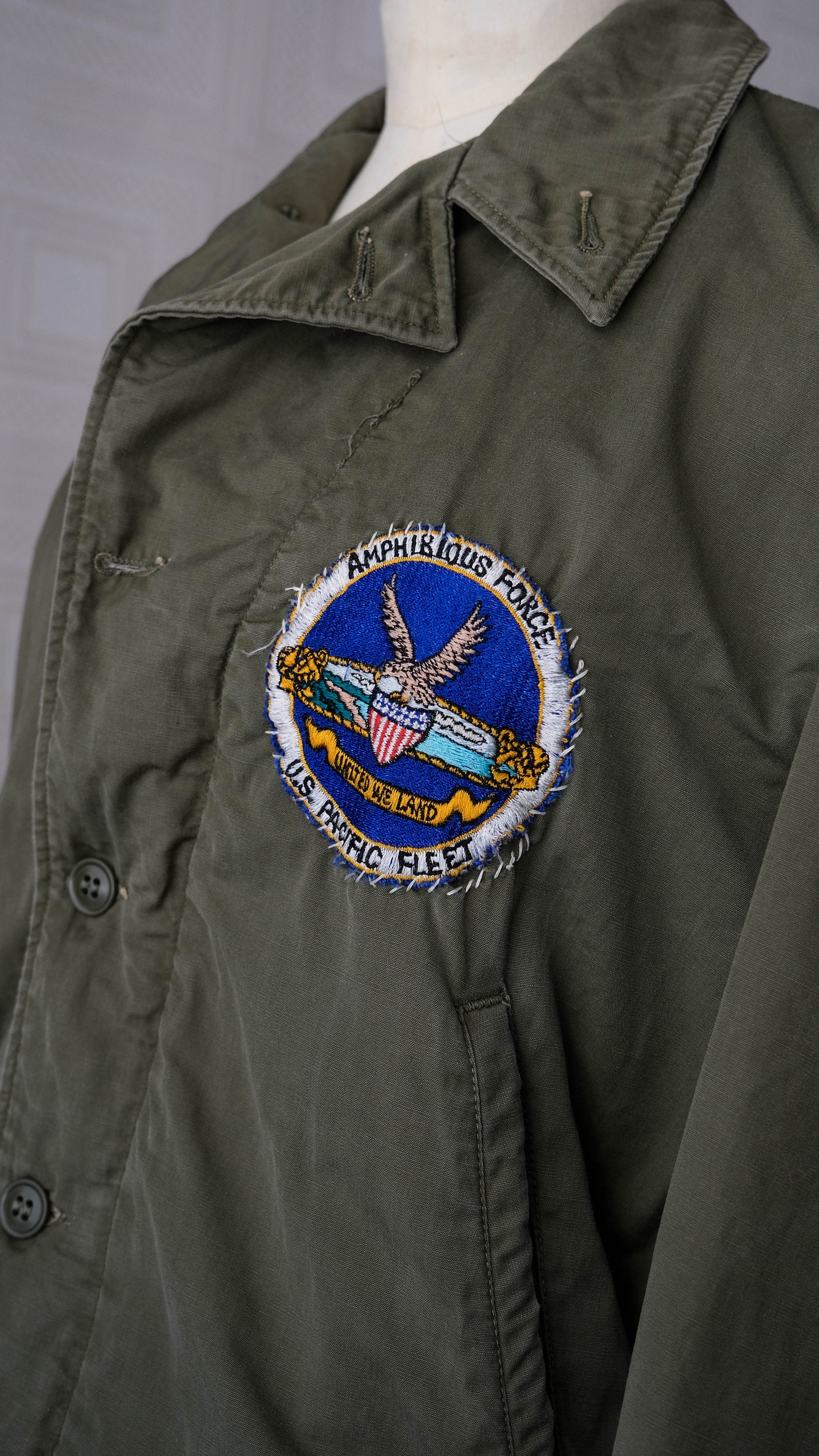 Vintage 40s WW2 M-41 US Military Cotton Field Jacket W/ Pacific