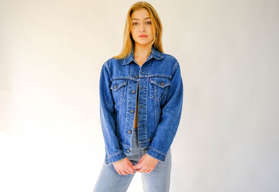 Vintage 60s 70s Big E LEVIS Type 3 Indigo Denim J… - image 2