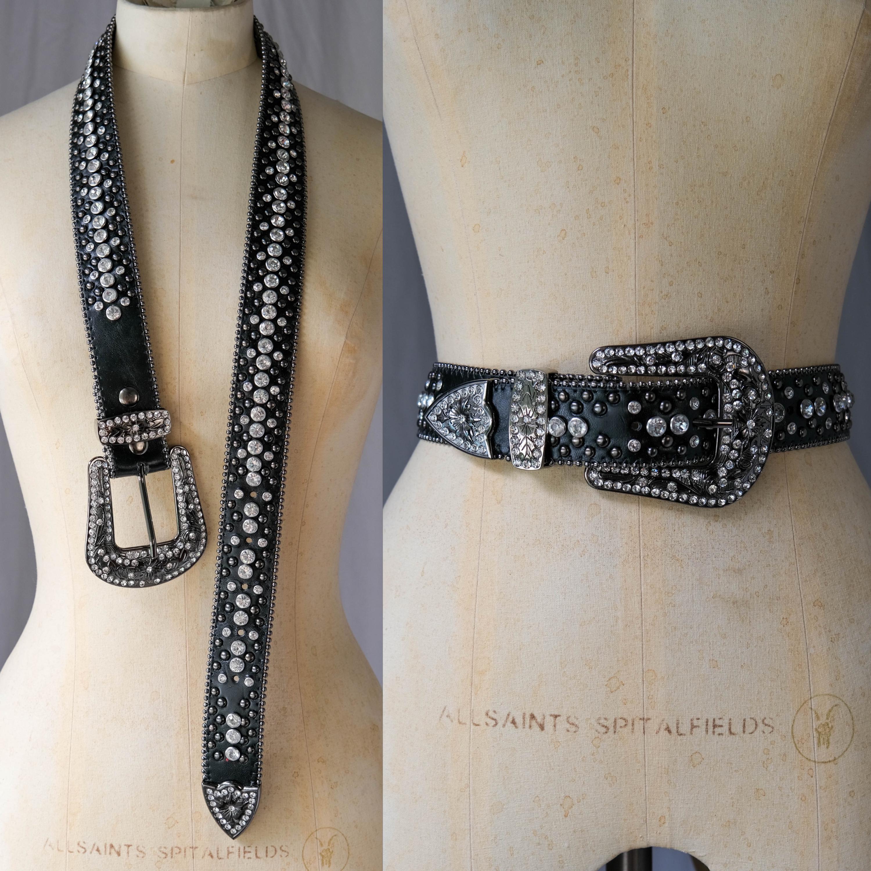 Vintage Western Studded Rhinestone Rockstar Black & Gunmetal 
