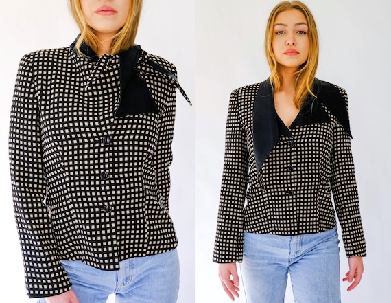 Vintage 1990s Black & White Gingham Wool and Linen Skirt Vintage 1990s Black & White Gingham Wool and Linen Skirt