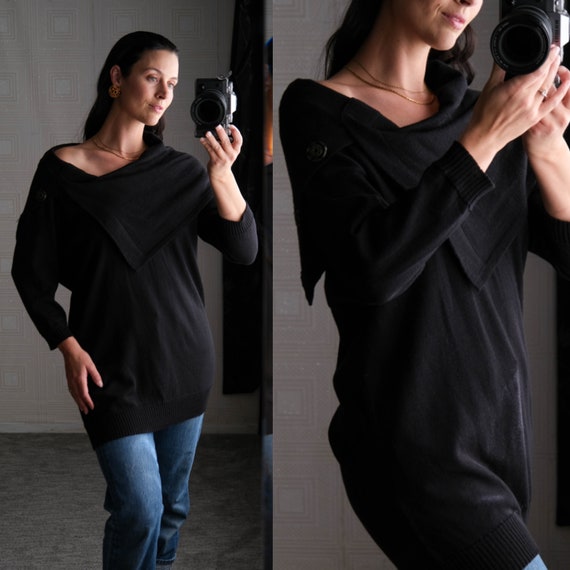STELLA McCARTNEY Black Cowl Neck Pullover Sweater… - image 1
