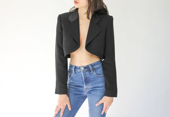 Vintage 90s Alberto Makali Cropped Bolero Black Po