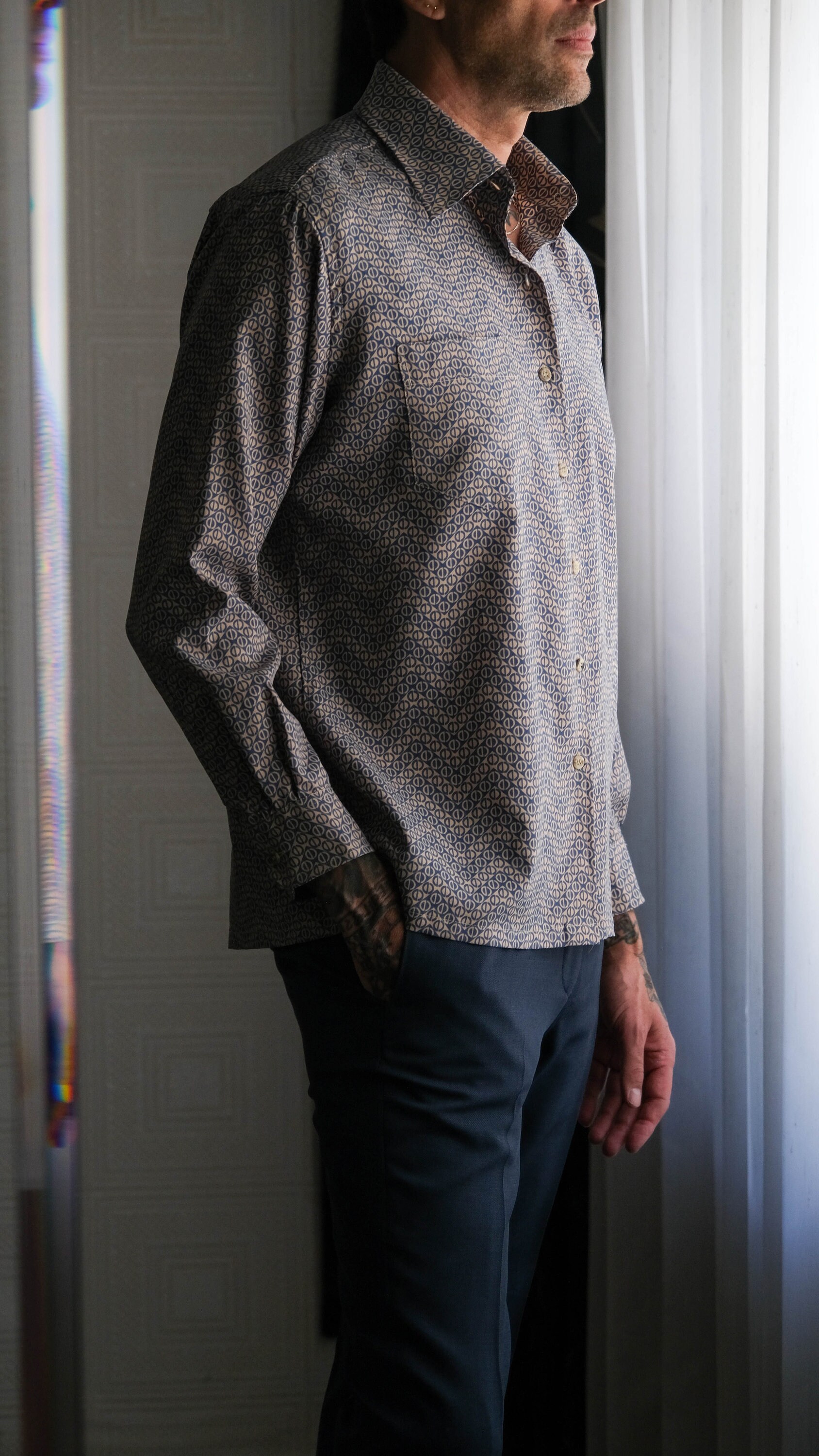 70年代〜80年代希少 Christian Dior CD柄シャツ　サンプル Vintage 70s CHRISTIAN DIOR CD Monogram Zig Zag Stripe Long