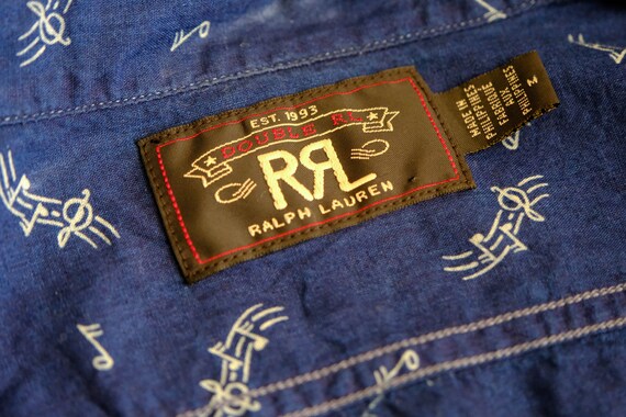 Vintage RRL Ralph Lauren Navy Blue Music Note Work Shirt W/ - Etsy