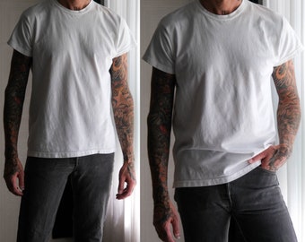 Vintage 80s BVD Blank White Single Stitch Tee Shirt | Made in USA | 100% Cotton | 1980s Designer Unisex Retro Blank Undershirt T-Shirt