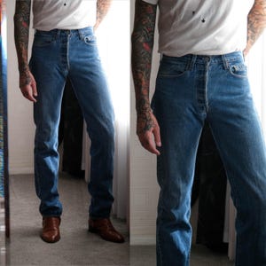 Vintage 80s LEVIS 501 Medium Wash 524 Stamp Button Fly Jeans