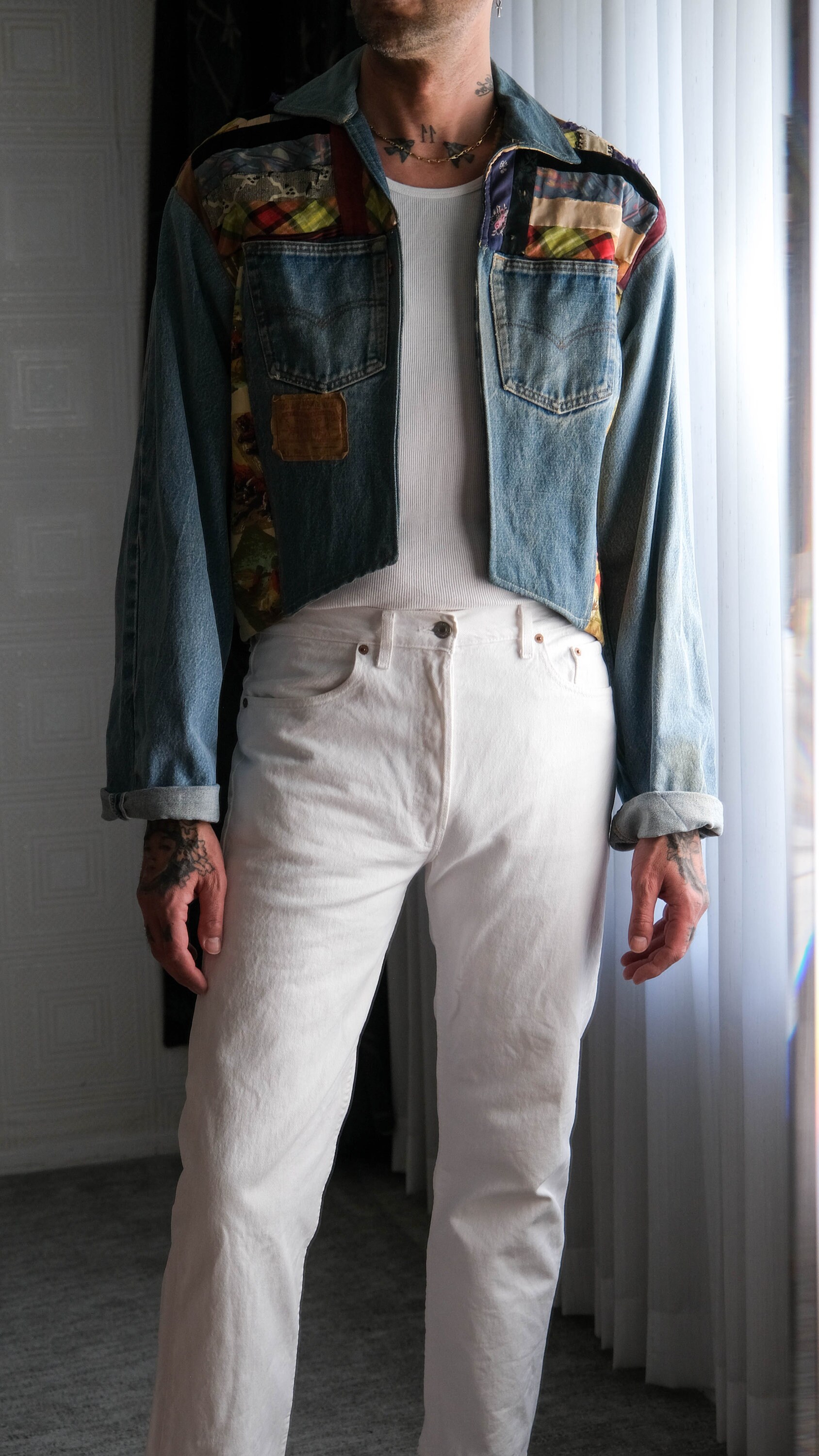 Vintage 70s LEVIS 501 Quilt Patched Handmade Distressed Denim 