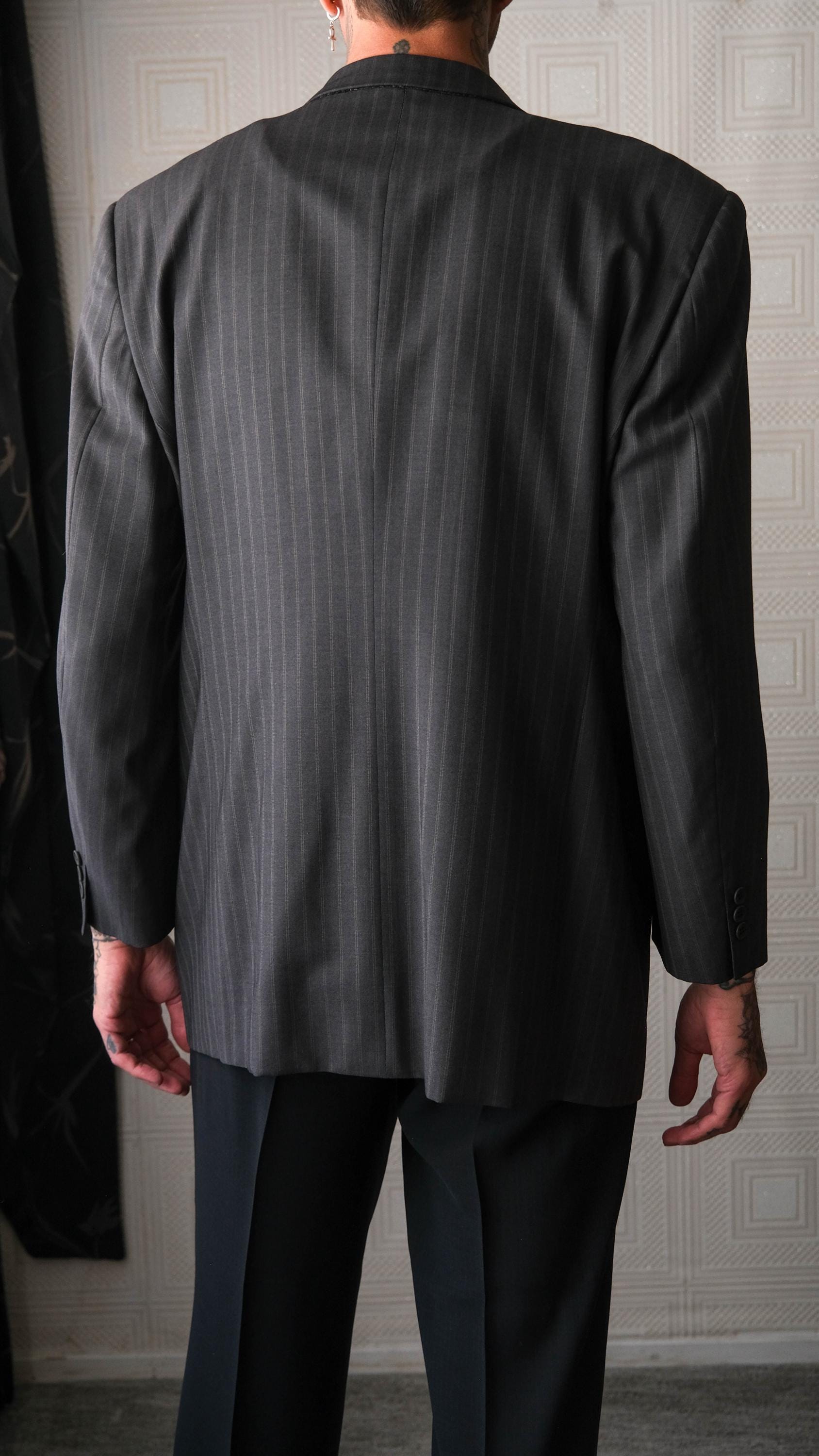 Vintage 90s GIORGIO ARMANI Le Collezioni Charcoal & Copper Stripe