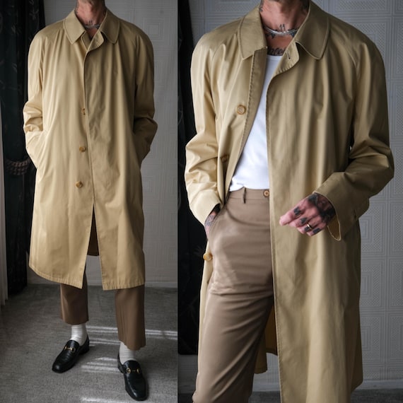 Vintage 60s AQUASCUTUM LONDON Khaki Minimalist Mac Jacket Made in England Cotton poly Blend 1960s 1970s English Designer Rain Jacket - UK