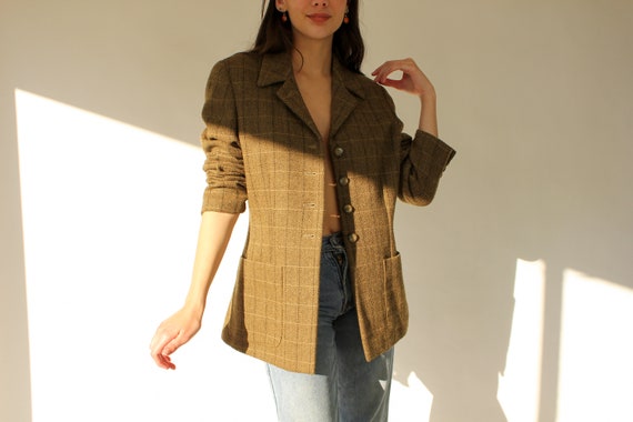 Vintage 90s Does 40s Max Mara Earthtone Windowpane