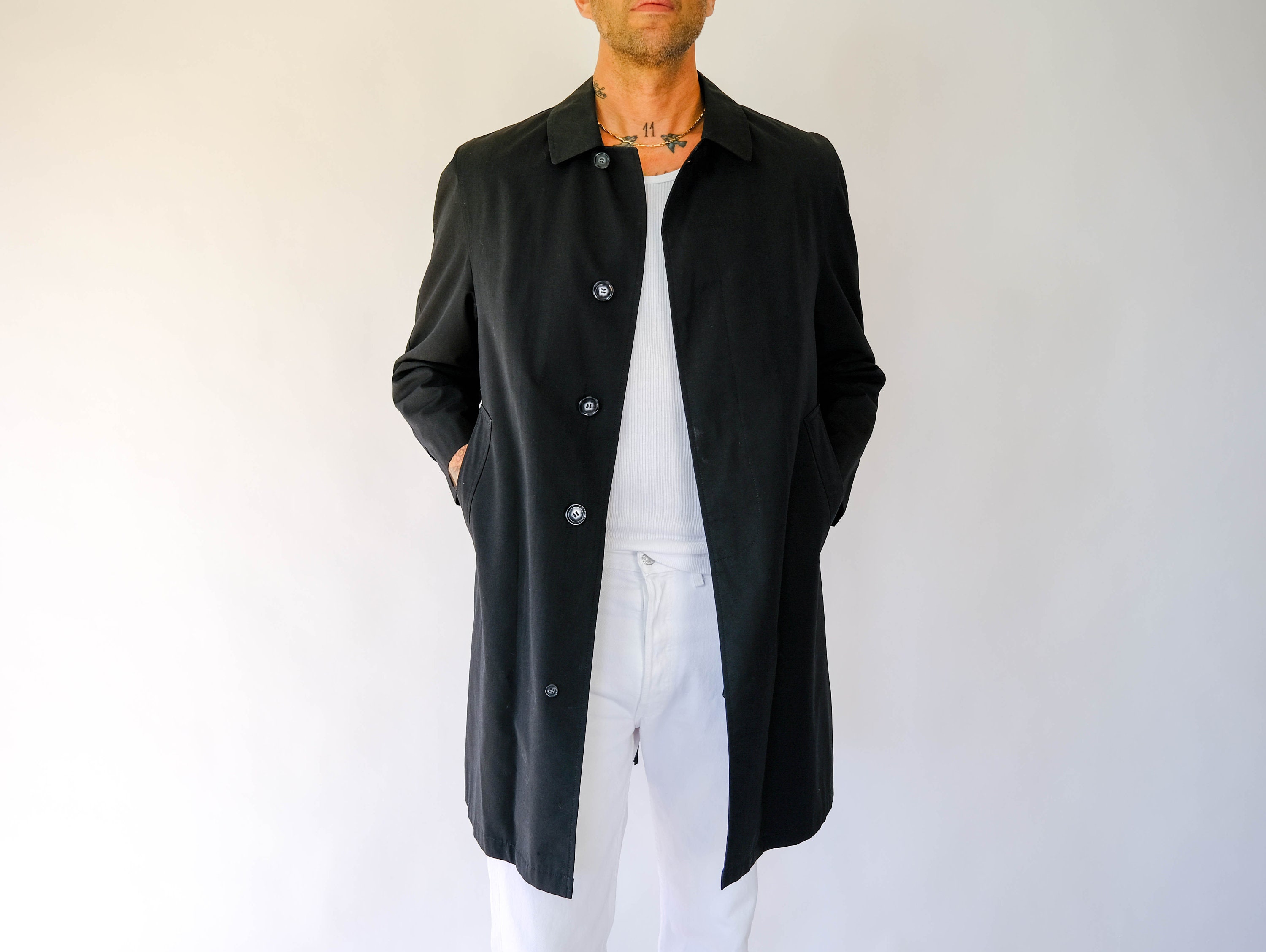 Mens Black Mac Trench Coat | stickhealthcare.co.uk