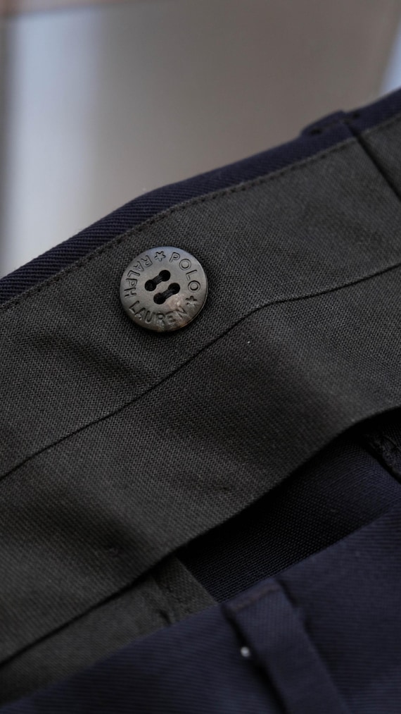 Vintage 90s POLO Ralph Lauren Navy Blue Gabardine Double Pleated