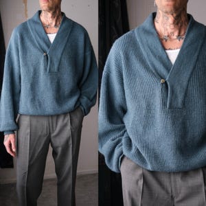 Vintage 80s GIORGIO ARMANI Le Collezioni Blue Alpaca Mohair
