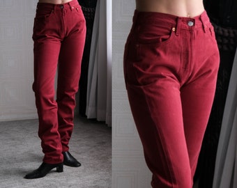 Vintage 90s LEVIS Deep Red Wash 501 "For Women" High Waisted Jeans Unworn New w/ Tags | Size 26.5x34 | DEADSTOCK | 1990s Levis Denim