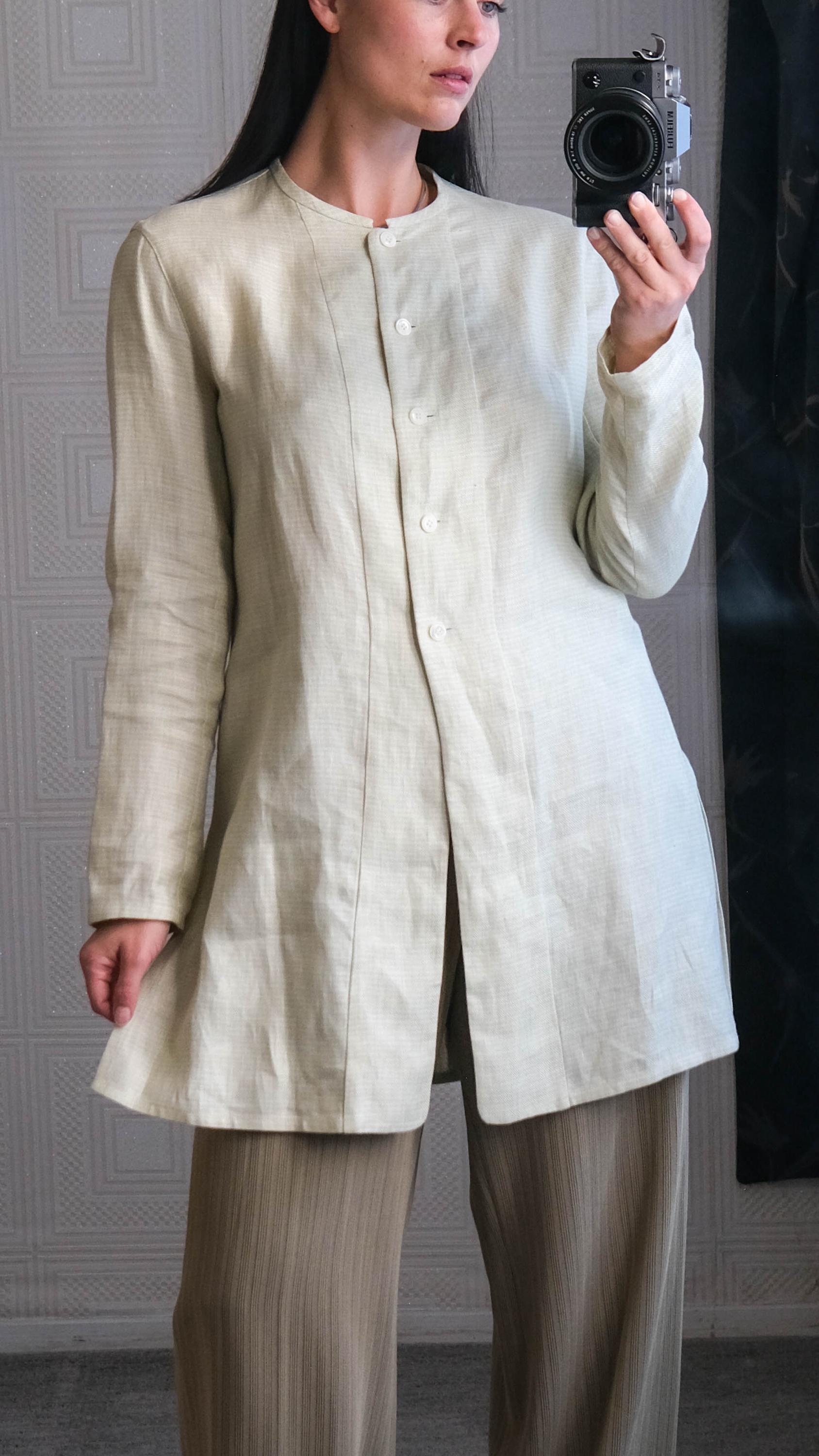 ジャケット・アウター 80s GIORGIO ARMANI Linen Tailored Jacket Vintage 80s GIORGIO ARMANI Le Collezioni Sea Foam Green Woven