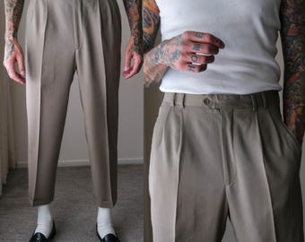 Vintage 90s ZANELLA Heather Gray Gabardine Quadruple Pleated