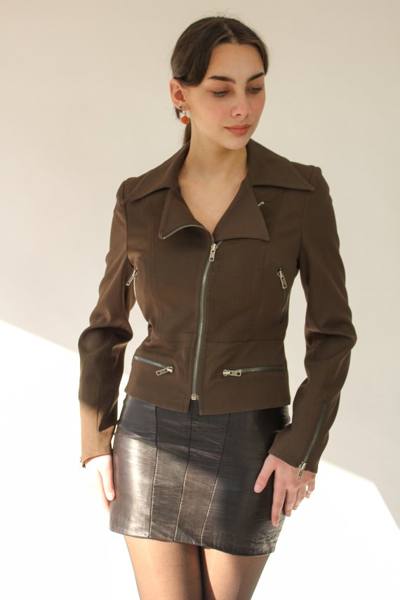 Vintage 90s BEBE Espresso Brown Gabardine Cropped… - image 4