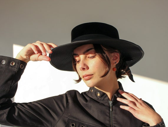 Vintage 70s Jaeger Black Velvet and Wool Bolero Wi