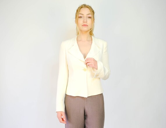 Buy Vintage 90s Giorgio Armani Ivory Silk Blend Cropped Single