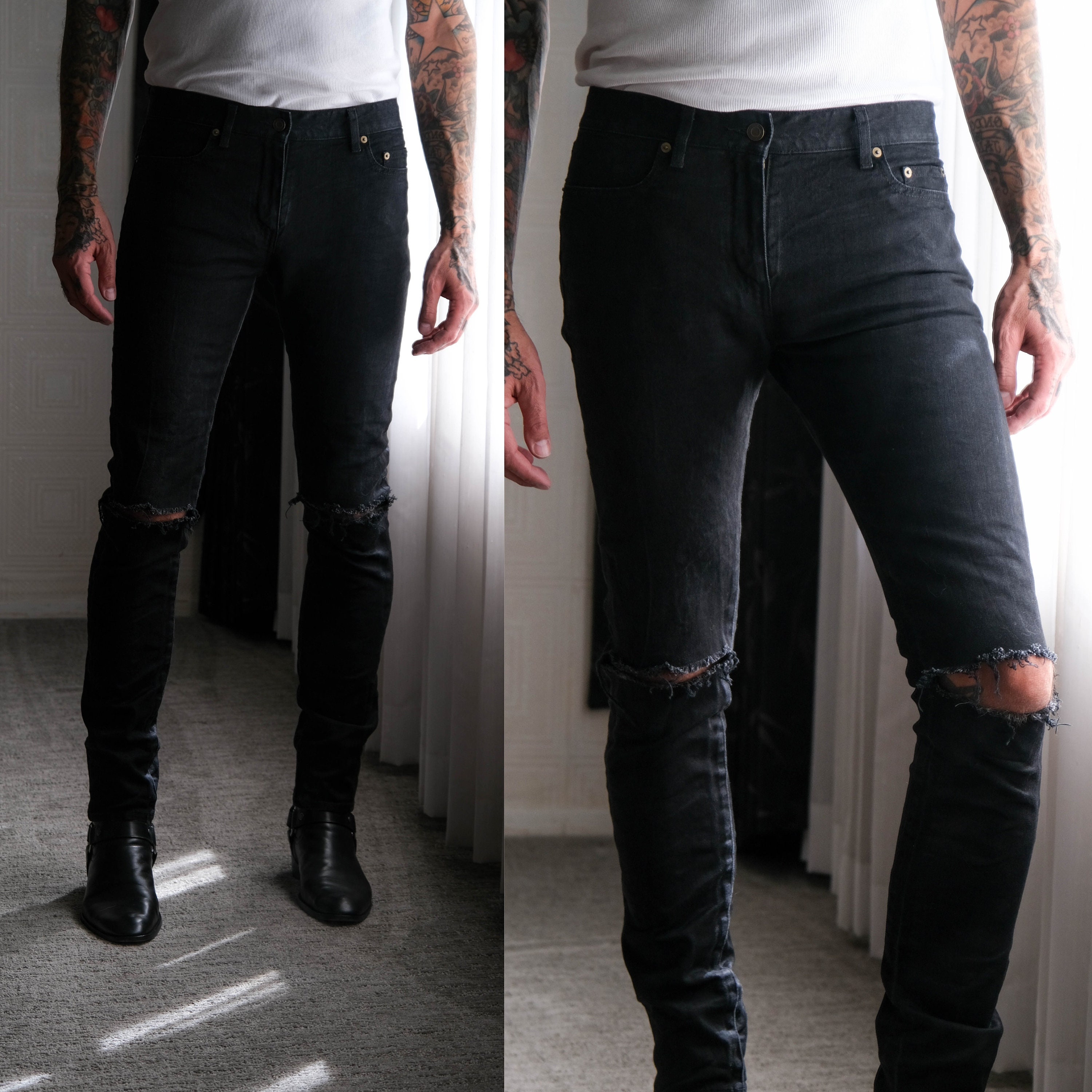 パンツ Saint Laurent Paris destroyed jeans 26 Saint Laurent Paris Saint Laurent Distressed Denim Jeans