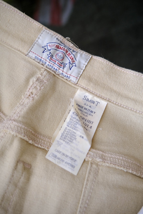 Vintage 80s 90s ARMANI JEANS Light Tan High Waisted Stretch Slim