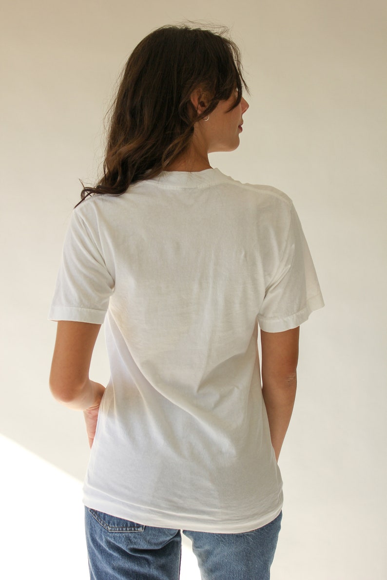 Vintage 80s BVD Blank White Paper Thin Tee Shirt Made in USA Single Stitch, Undershirt 1980s Blank White, Soft, Thin T-Shirt image 5