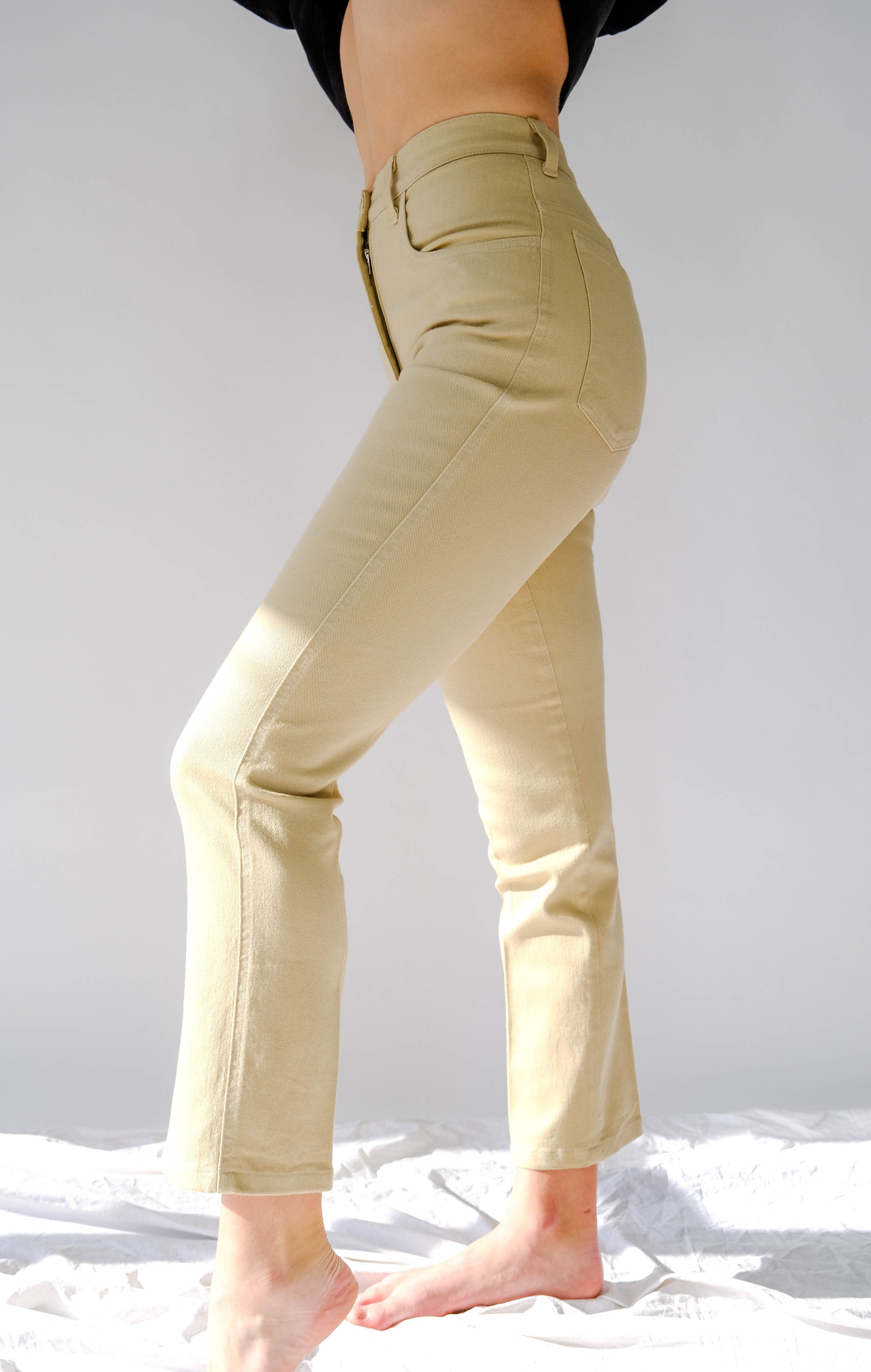 Vintage 80s 90s ARMANI JEANS Light Tan High Waisted Stretch Slim