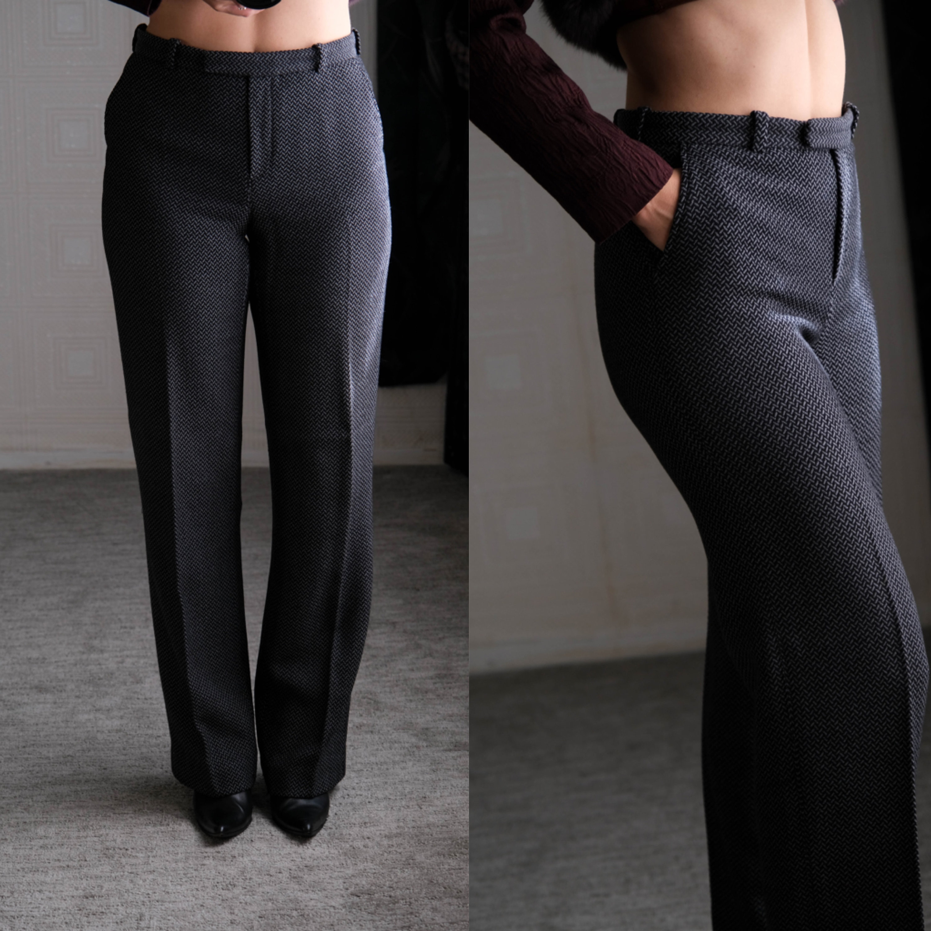 Vintage GIORGIO ARMANI COLLEZIONI Black & Gray Herringbone Vintage GIORGIO ARMANI COLLEZIONI Black & Gray Herringbone