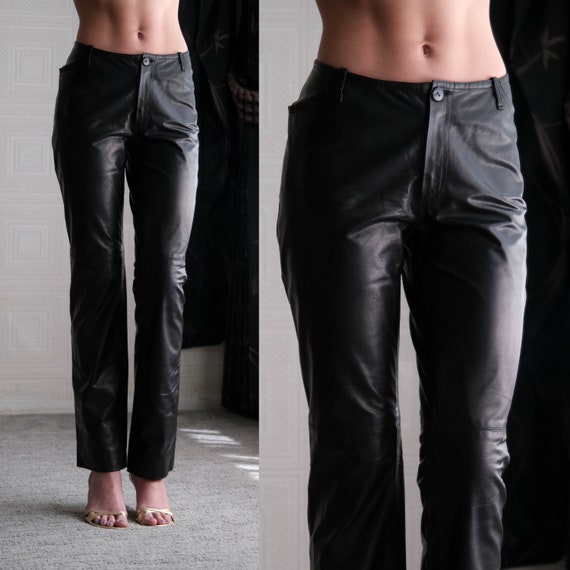 Vintage 90s PLEIN SUD Black Leather Mid Rise Pants