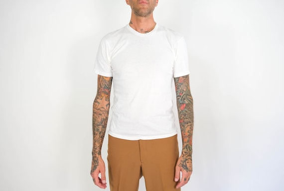 Vintage 70s HANES Blank White Single Stitch Tee Made in USA