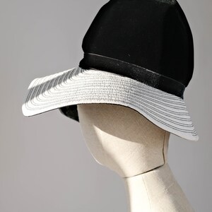 Vintage 60s Mr. Felix Chapeaux Leather & Velvet Tall and Floppy Hat Made in France 1960s Designer Wide Brim Hat image 8