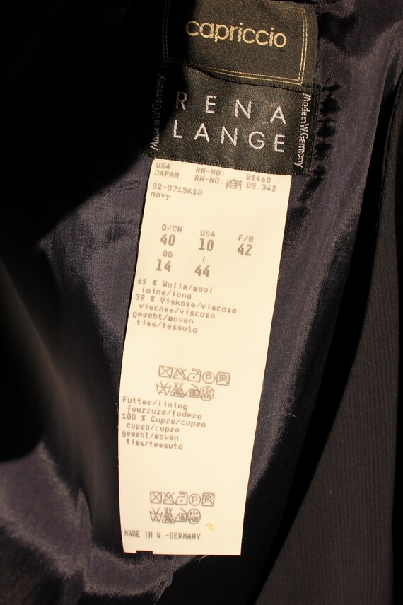 ヴィンテージ 80 年代 Rena Lange ブラック ウール ギャバジン ダブル  