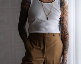 Vintage 70s Christian Dior Camel Tan Flare Leg Cuffed Slacks Vintage 70s Christian Dior Camel Tan Flare Leg Cuffed Slacks