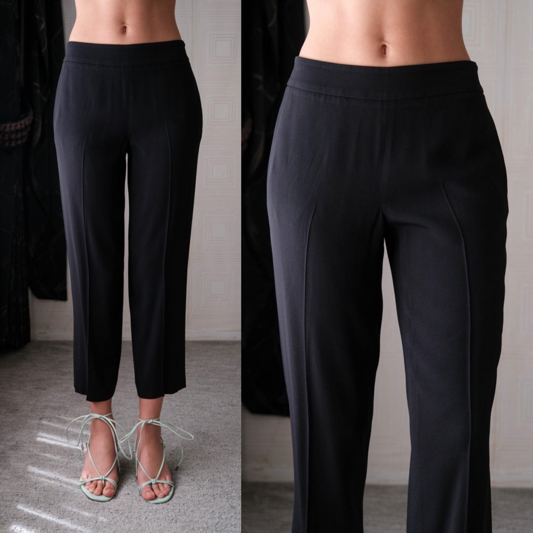 Vintage 90s GIORGIO ARMANI EMPORIO Black Rayon Crepe Minimalist