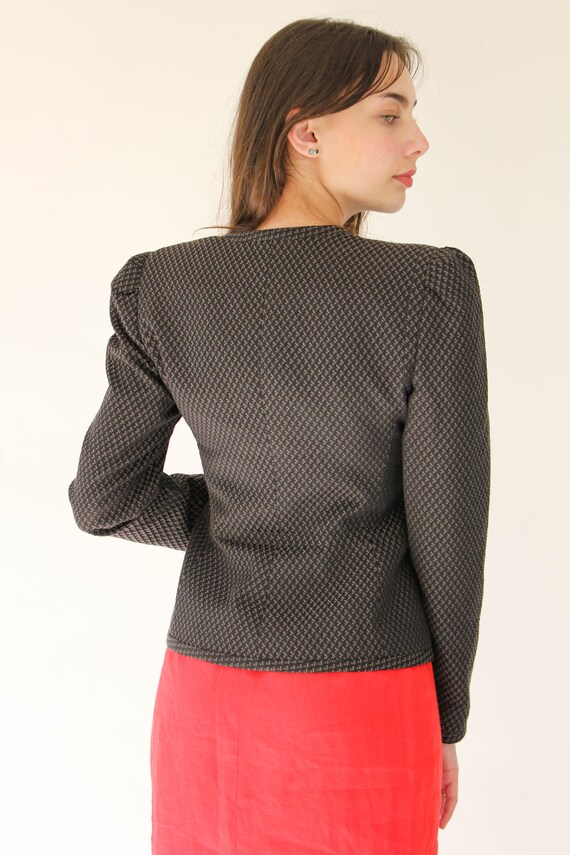 Vintage 90s Giorgio Armani Gray & Black Silk Diam… - image 6