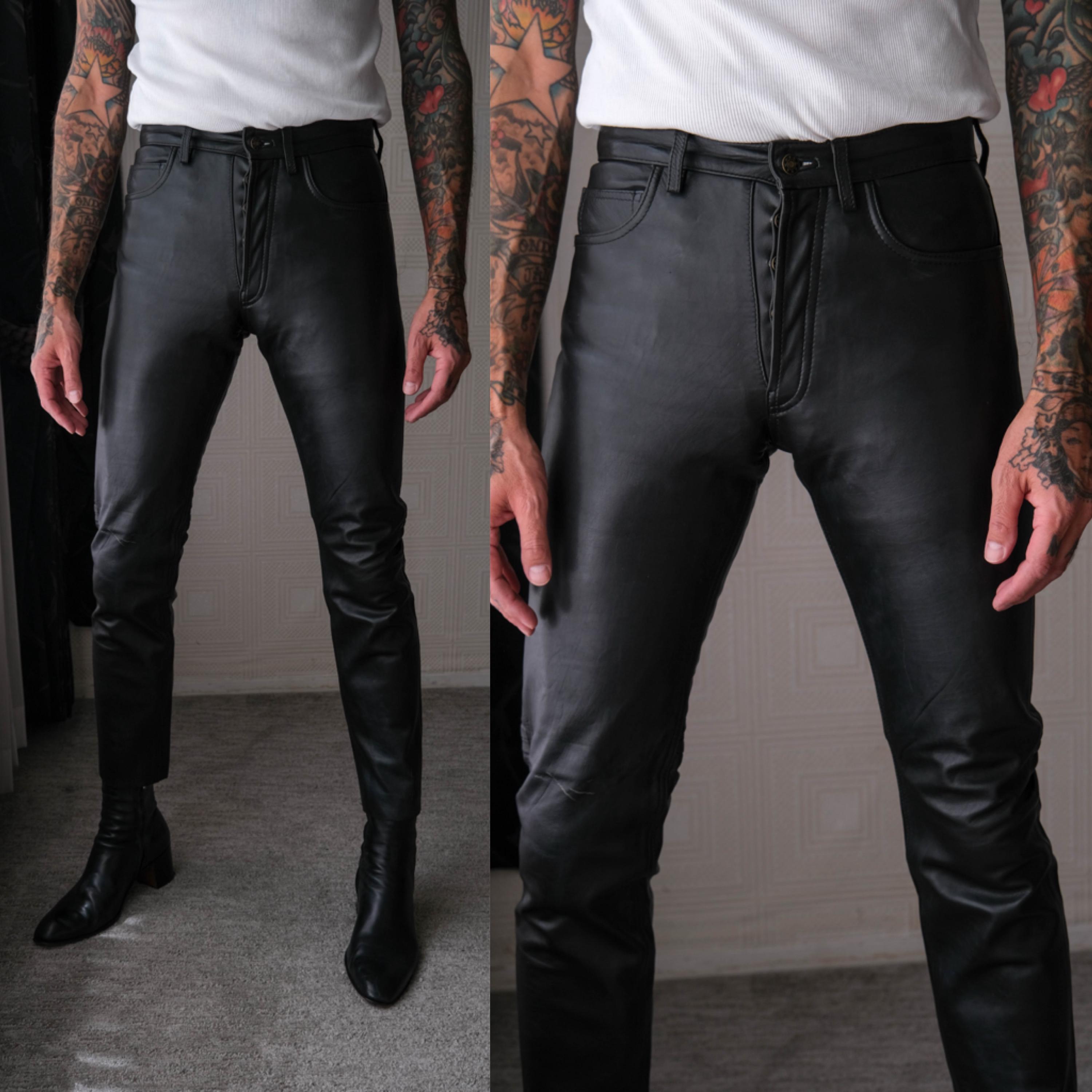 Vintage ANJUM Black Button Fly 5 Pocket Jean Style Lambskin