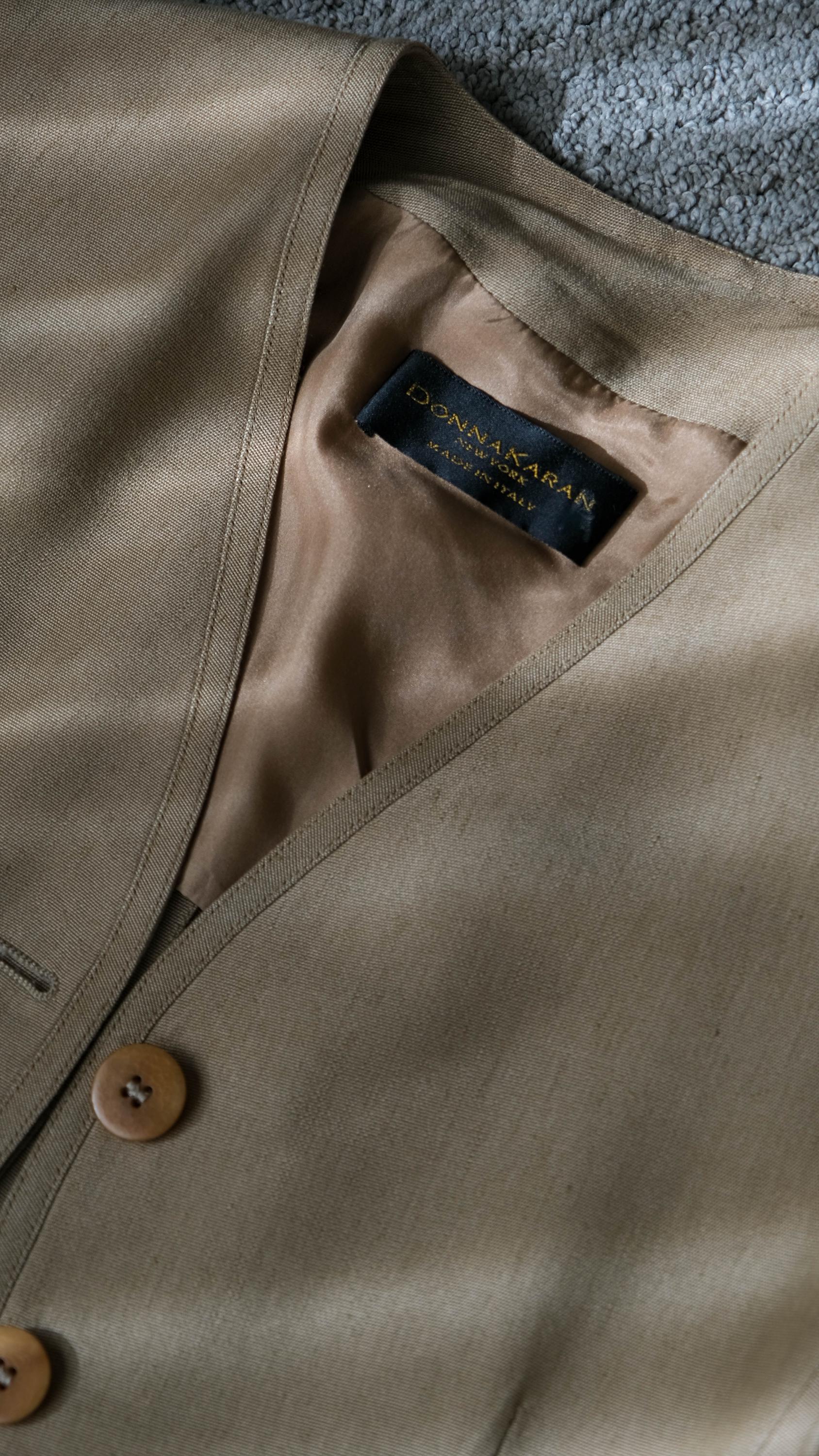 Vintage 90s DONNA KARAN Black Label Golden Sharkskin Linen