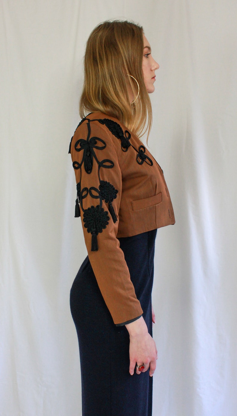 Made in the USA crop top 80s Tasseled and Cropped Bolero Blazer designer blazer tasseled