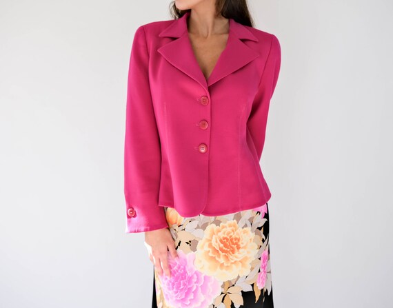 Vintage 90s Giorgio Armani Fuchsia Pink Wool Gabardine Blend